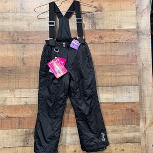 New With Tags Weatherproof Black Snow Pants Overalls Suspenders Size Small 7/8